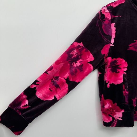 Juicy Couture Velour Track Jacket Size XL Hooded Floral Coquette Streetwear Boho - Picture 10 of 15